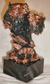 Two large bear heads and one small bear statue copper color Bear Collectible